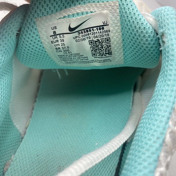 Nike Air Max Torch 4 Women's Running Shoes White Turquoise 343851-100 Size 8 - Picture 8 of 9